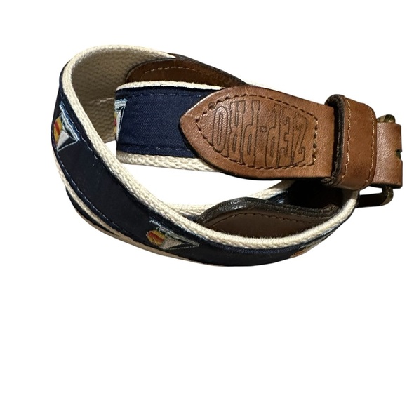 Zep Pro Nautical Themed Men's Belt - Navy and Brown - Picture 2 of 5